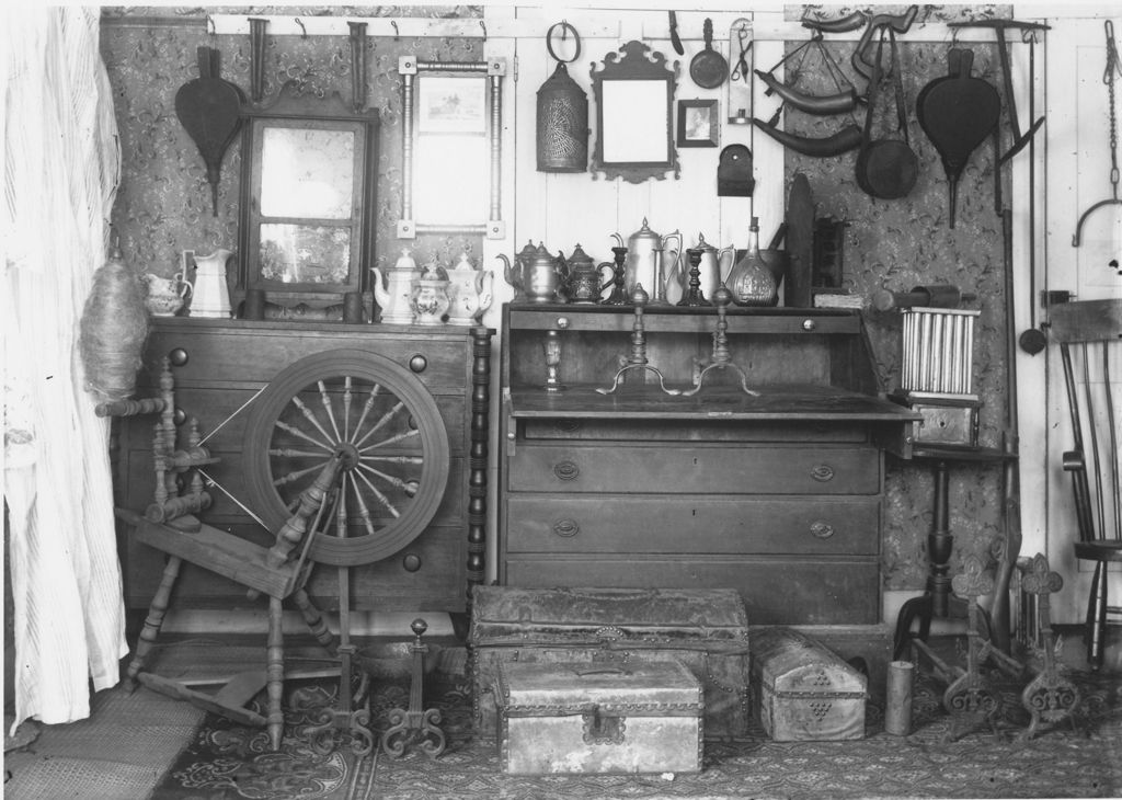 Miniature of Interior of House with Spinning Wheel