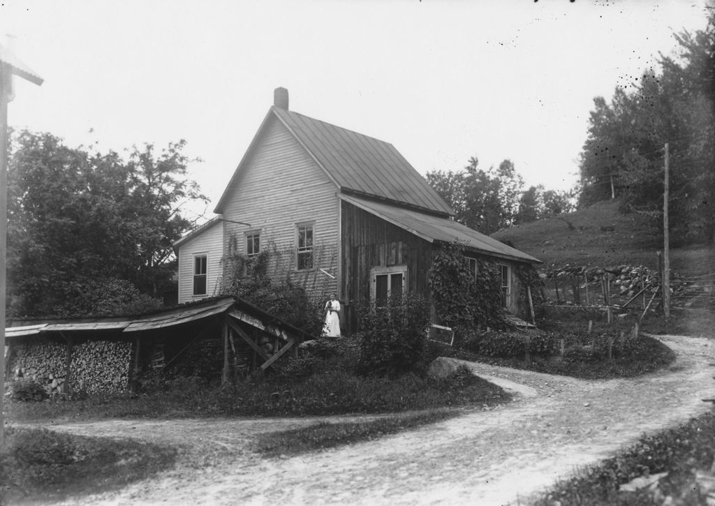 Miniature of Unidentified house with woman holding a cat, Wardsboro, Vt.