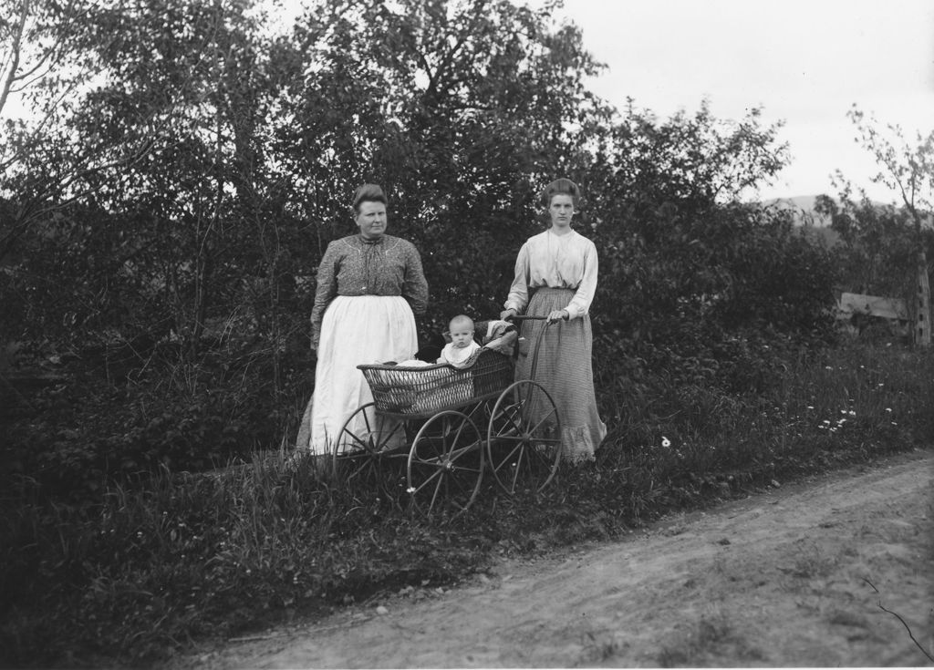 Miniature of Two women and a baby in a stroller by the side of the road, Wardsboro, Vt.