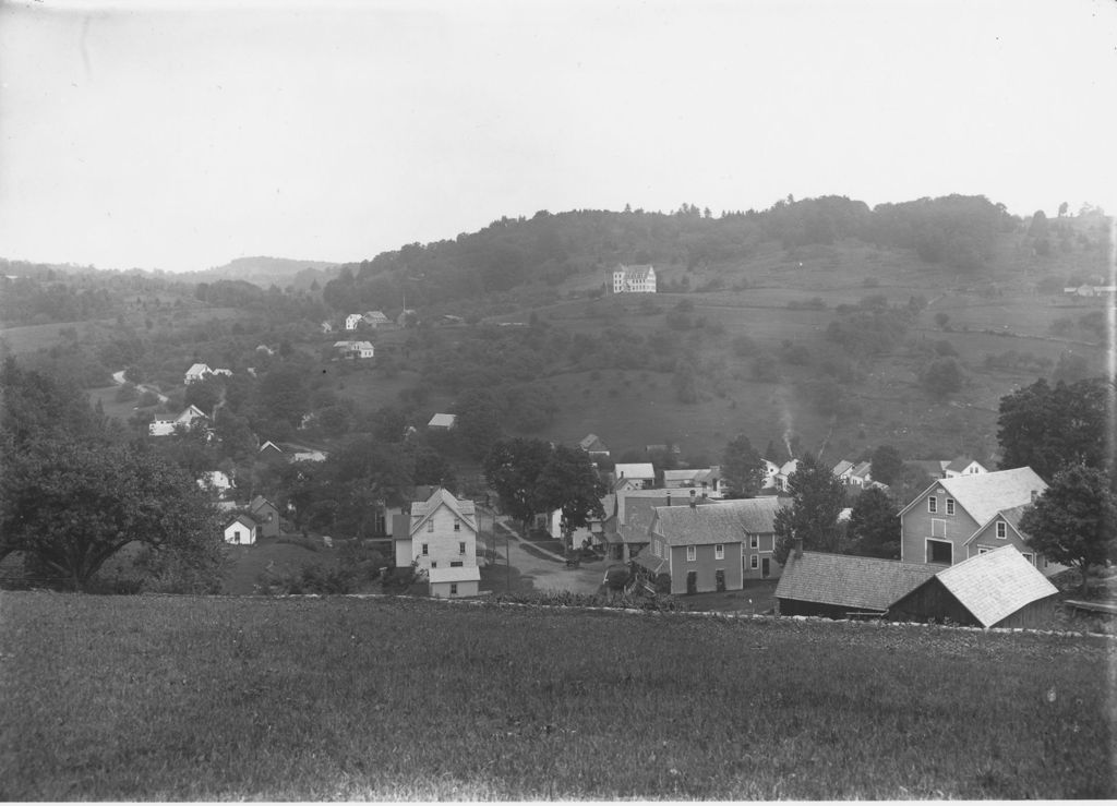 Miniature of Landscape from above of town dwellings, Westinsminster, Vt.