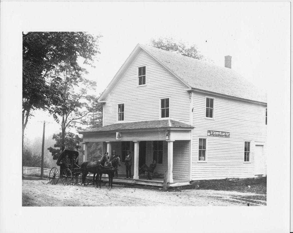 Miniature of Sherman's Store with men on porch and in horse buggy, Willliamsville, Vt.