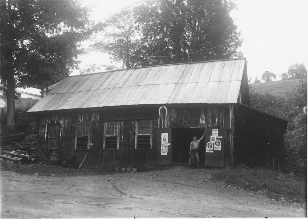 Miniature of Exterior of Pearley Sparks' blacksmith shop, Williamsville, Vt.