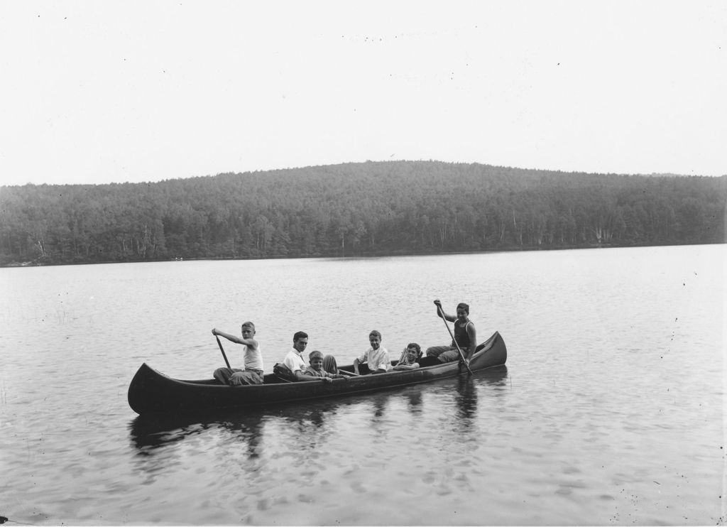 Miniature of Boys canoeing on Sunset Lake, Williamsville, Vt.