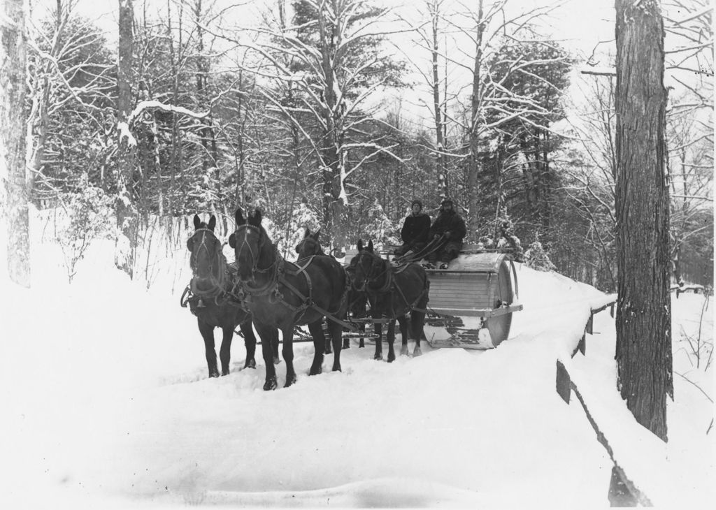 Miniature of Team of horses pulling snow roller, Williamsville, Vt.