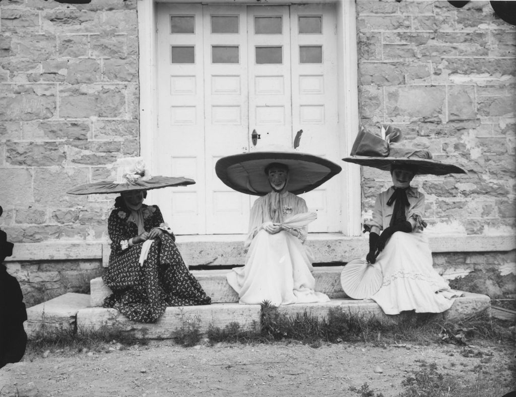 Miniature of Three woman in costumes, Williamsville, Vt.