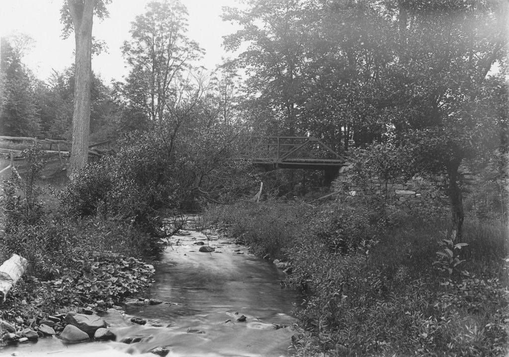 Miniature of Iron bridge in wooded landscape in Vermont