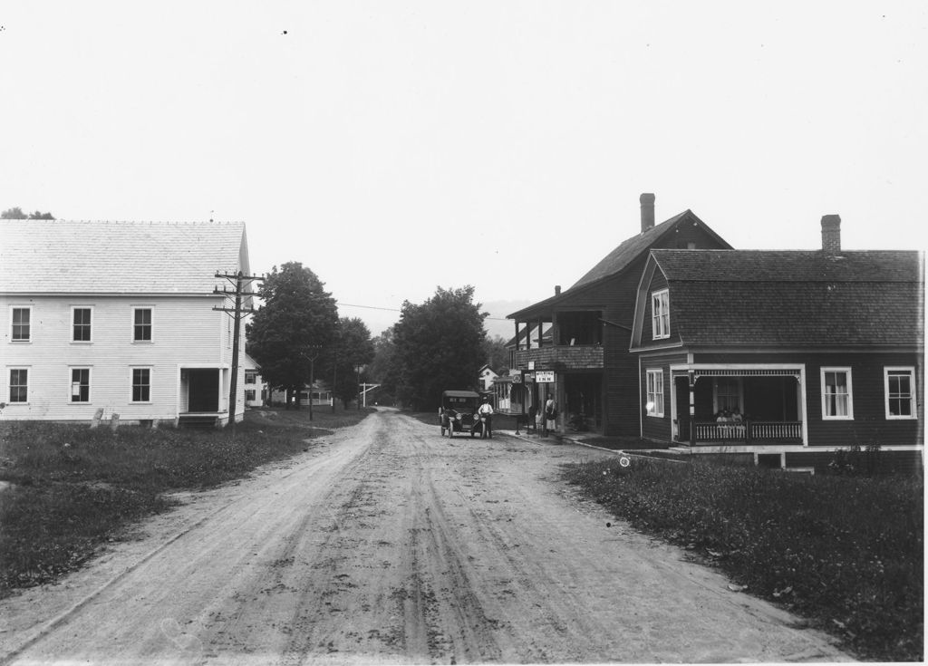 Miniature of Wilkins Inn on right and RR crossing in the distance, West Dumerston, Vt.