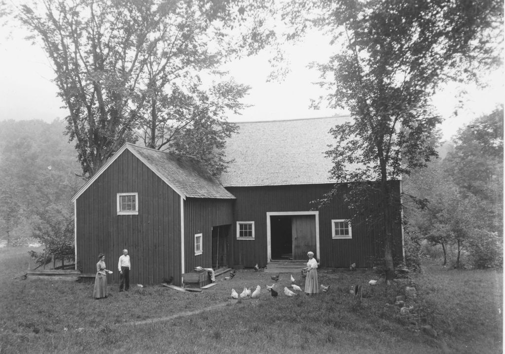 Miniature of Thayer family barnyard with chickens, Newfane, Vt.