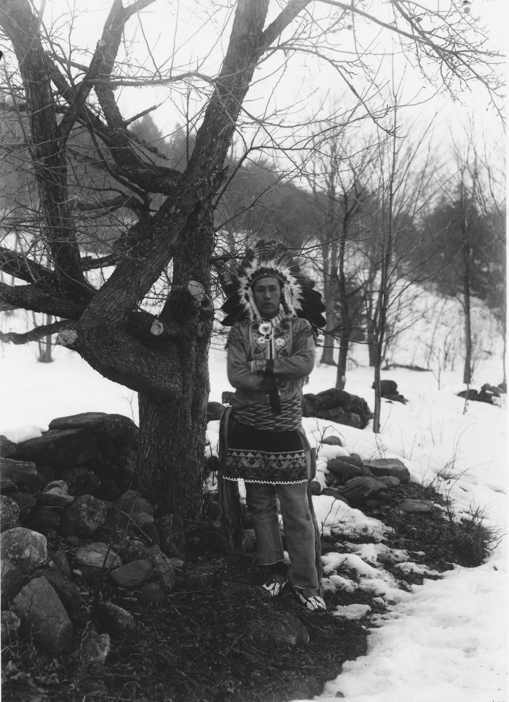 Miniature of Man dressed in Native American dress, Newfane, Vt.