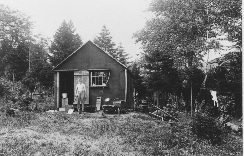 Miniature of Portrait of a man standing outside his house, West Dover, Vt.