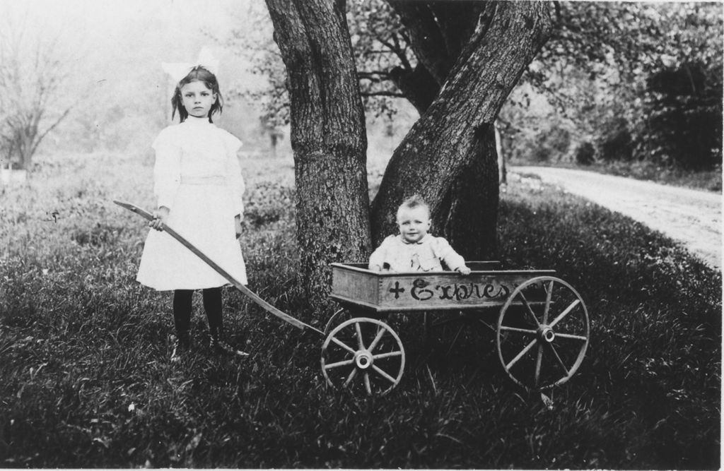 Miniature of Florence Powers with a baby in a wagon, Williamsville, Vt.