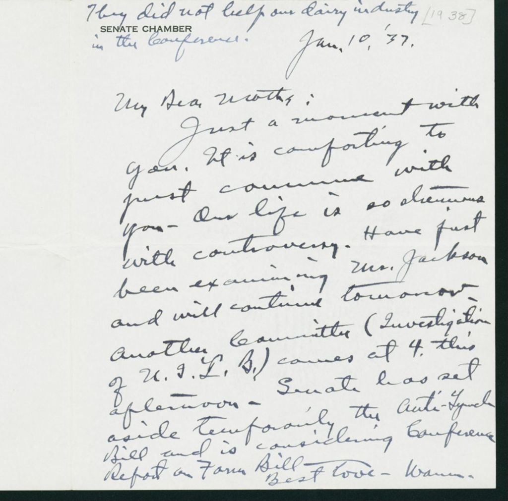 Miniature of Letter to Mrs. C.G. (Ann) Austin, January 10, 1938