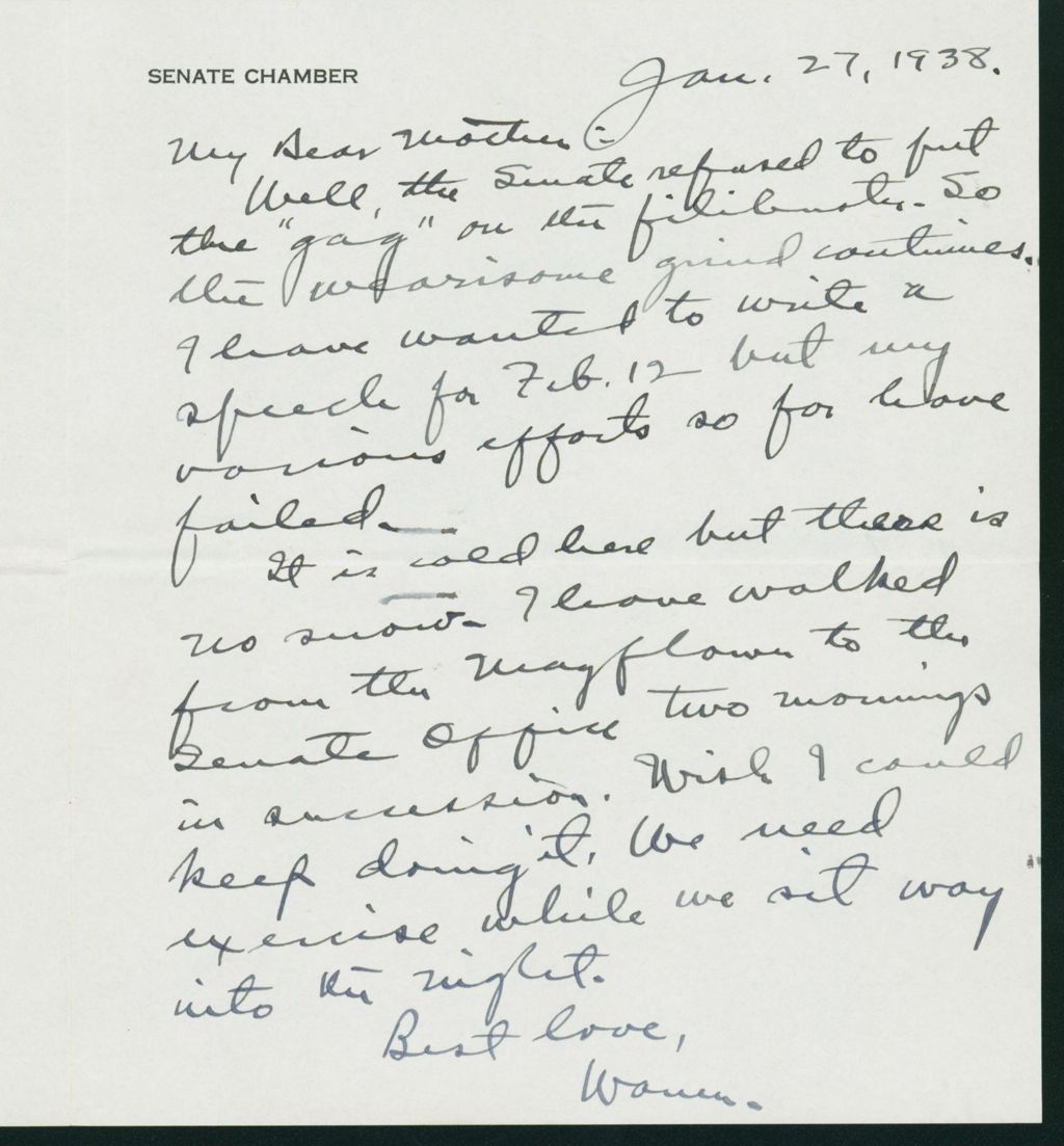 Miniature of Letter to Mrs. C.G. (Ann) Austin, January 27, 1938