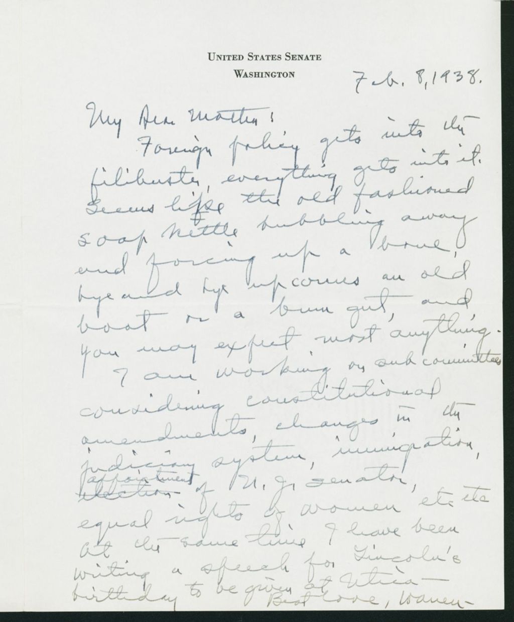 Miniature of Letter to Mrs. C.G. (Ann) Austin, February 9, 1938