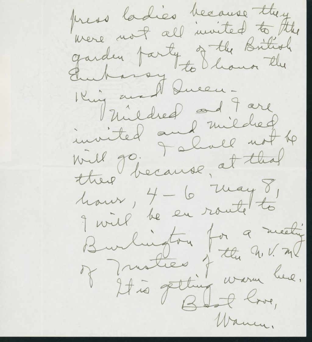 Miniature of Letter to Mrs. C.G. (Ann) Austin, May 22, 1939