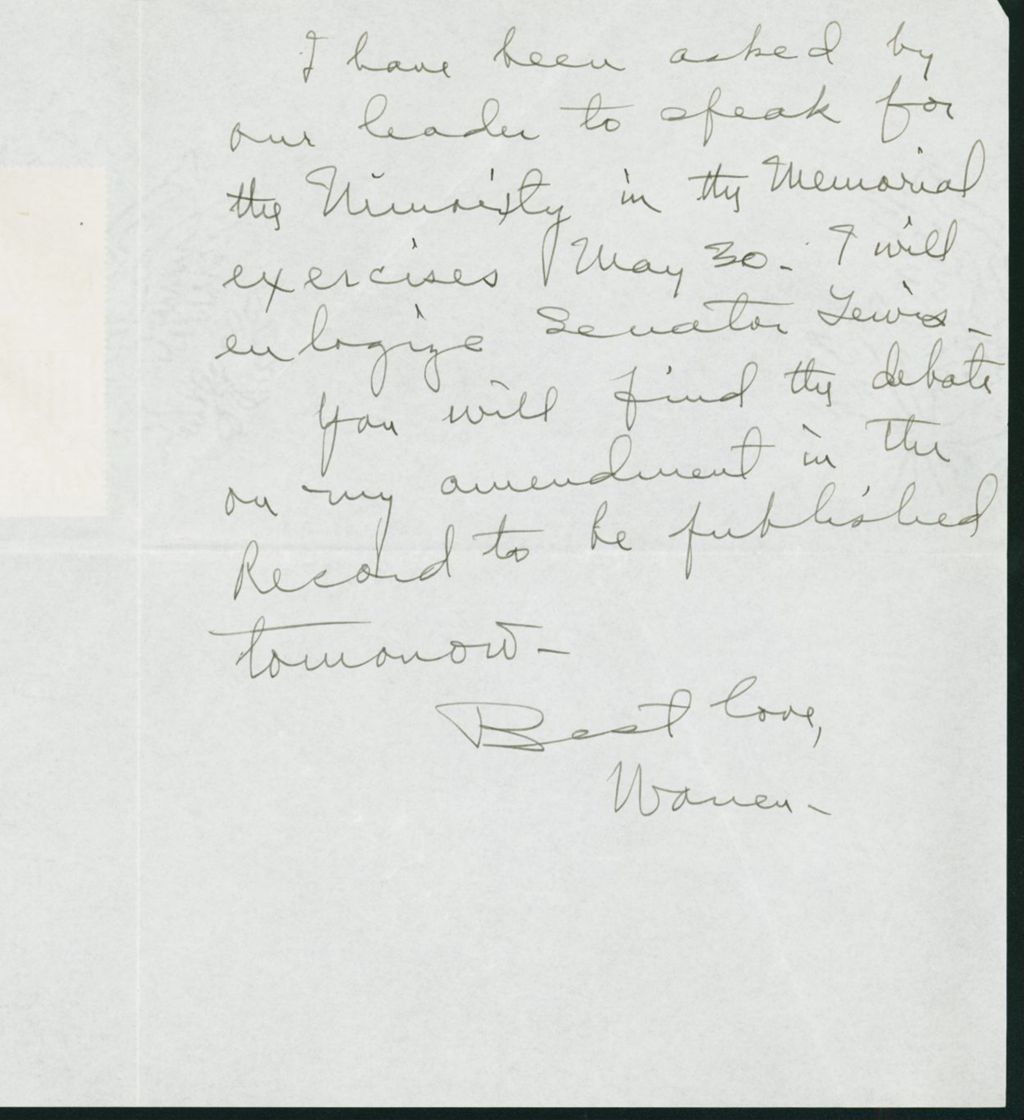 Miniature of Letter to Mrs. C.G. (Ann) Austin, May 24, 1939