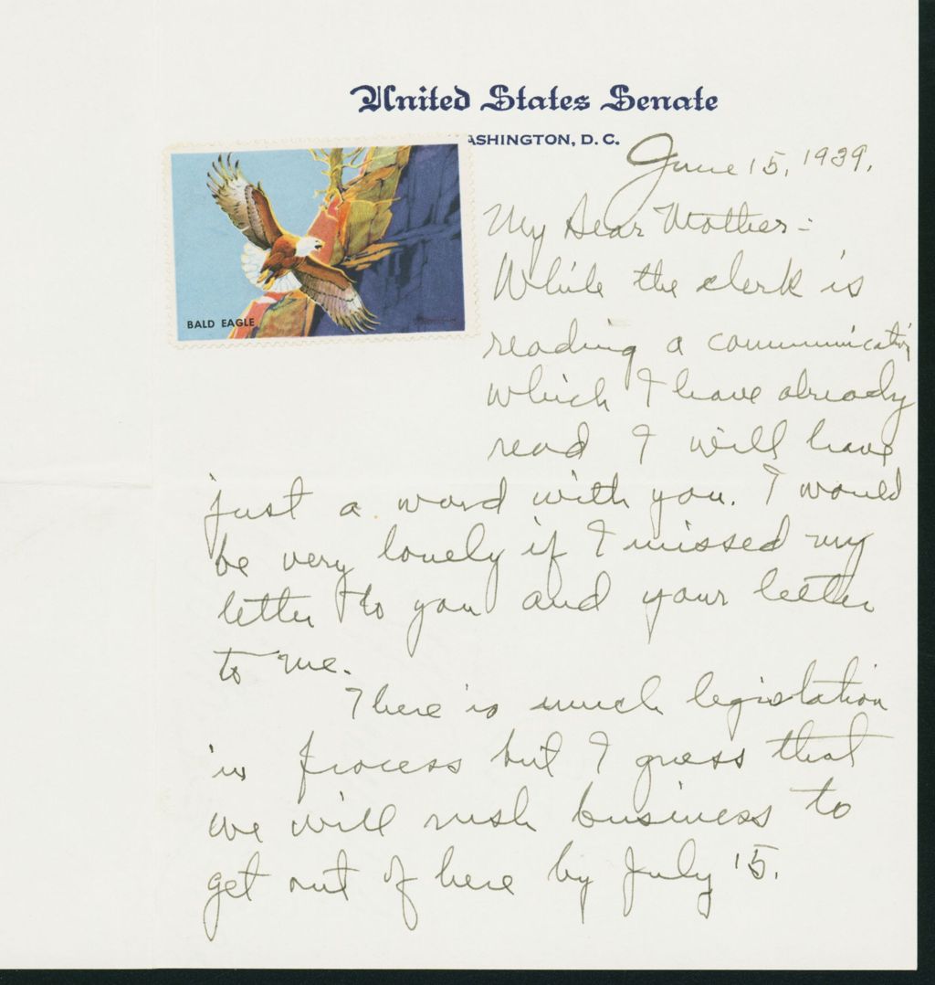 Miniature of Letter to Mrs. C.G. (Ann) Austin, June 15, 1939