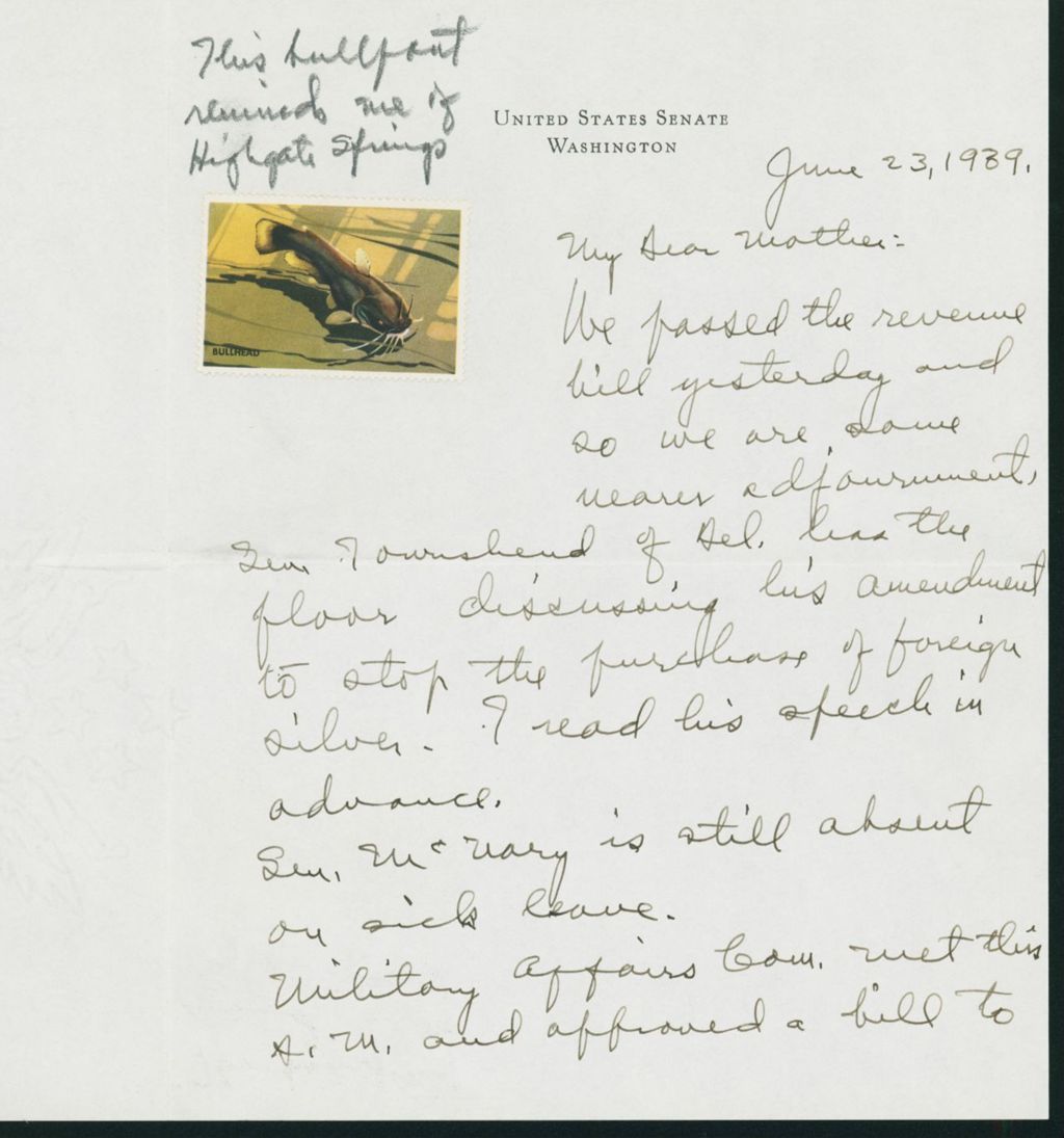 Miniature of Letter to Mrs. C.G. (Ann) Austin, June 23, 1939