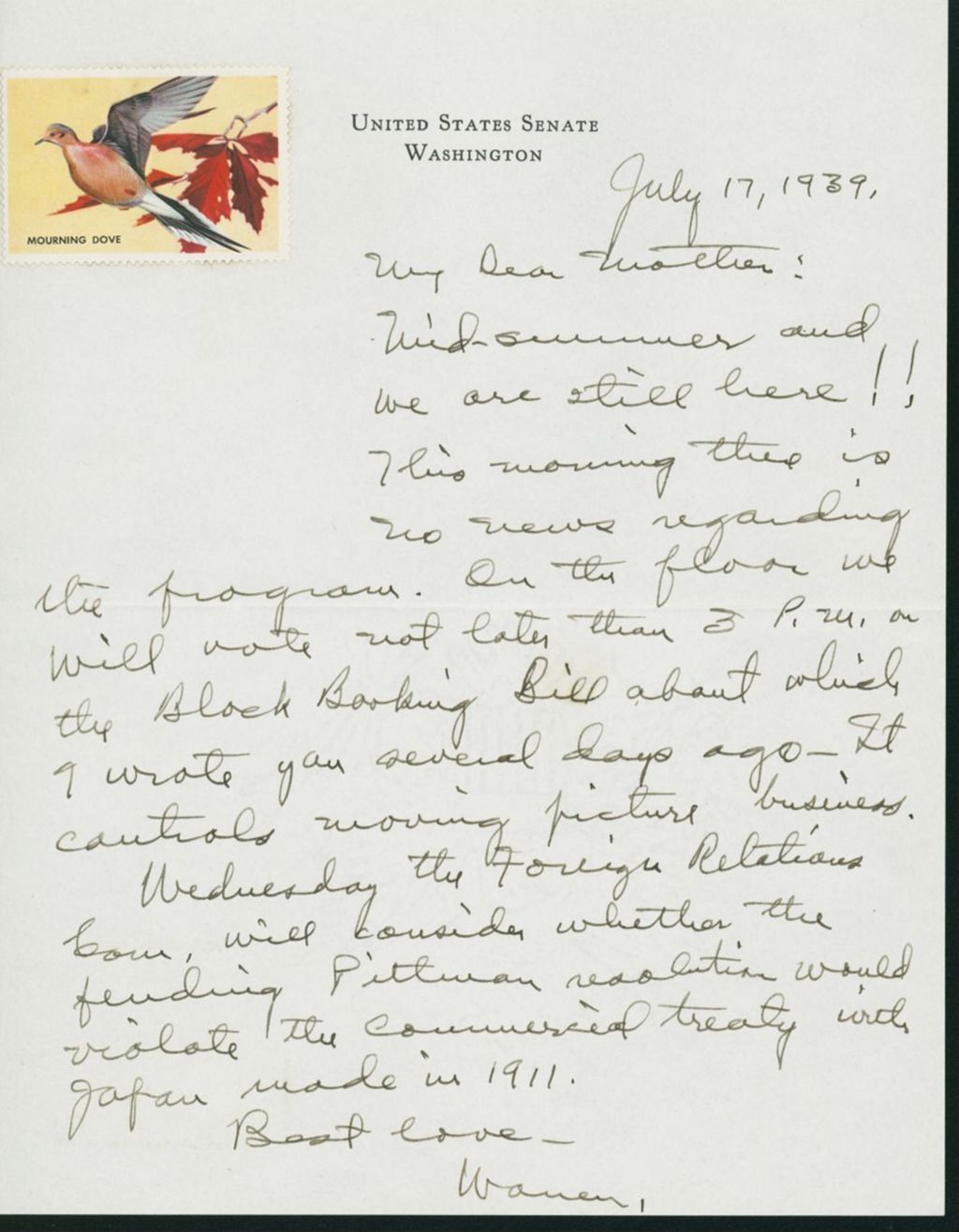 Miniature of Letter to Mrs. C.G. (Ann) Austin, July 17, 1939