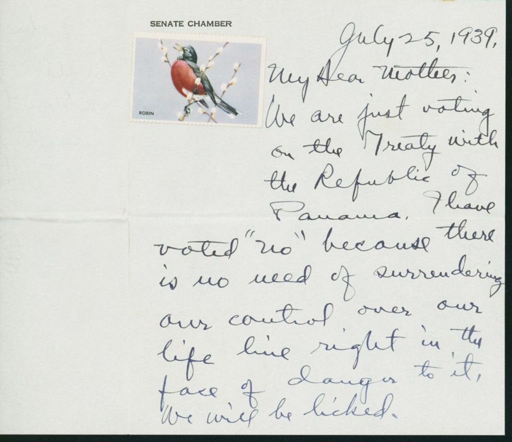 Miniature of Letter to Mrs. C.G. (Ann) Austin, July 25, 1939