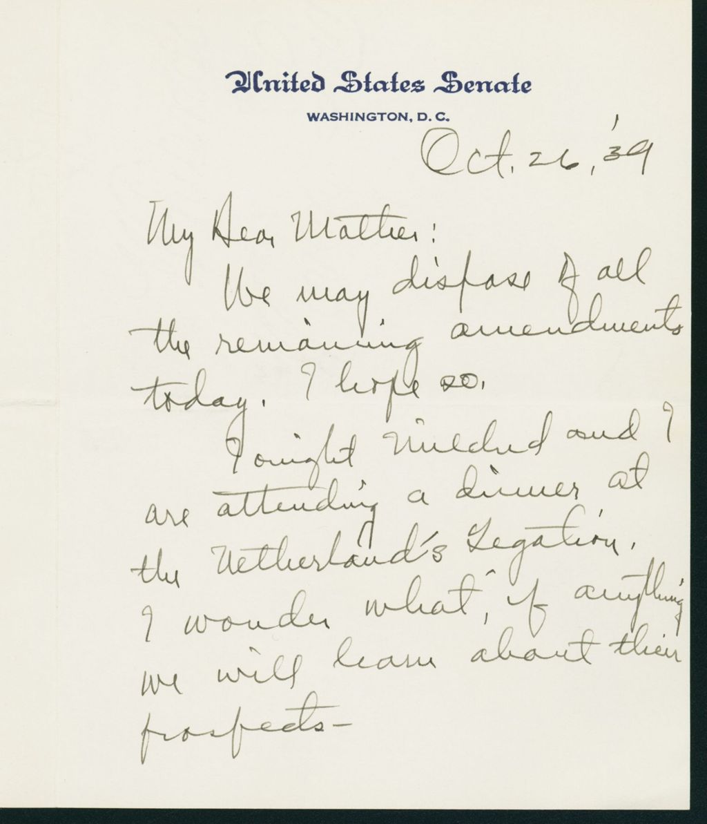 Miniature of Letter to Mrs. C.G. (Ann) Austin, October 26, 1939