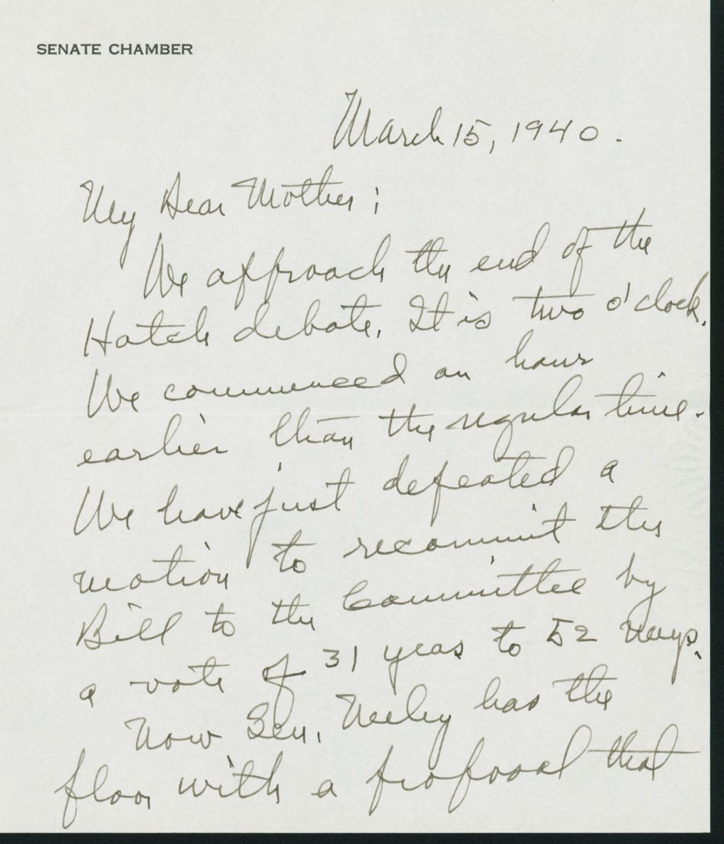 Miniature of Letter to Mrs. C.G. (Ann) Austin, March 15, 1940