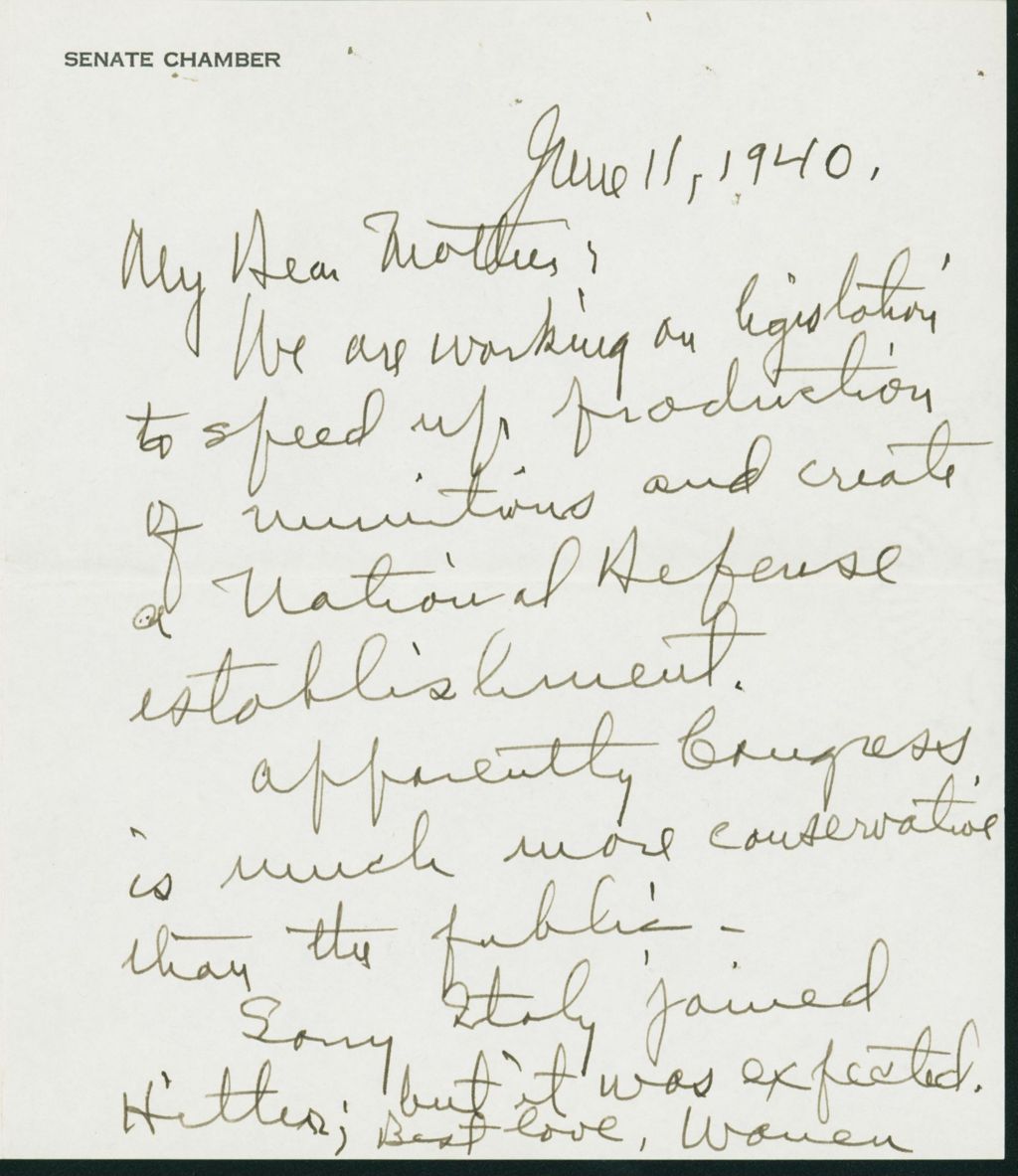 Miniature of Letter to Mrs. C.G. (Ann) Austin, June 11, 1940