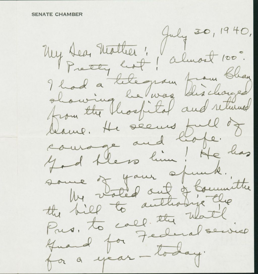 Miniature of Letter to Mrs. C.G. (Ann) Austin, July 30, 1940