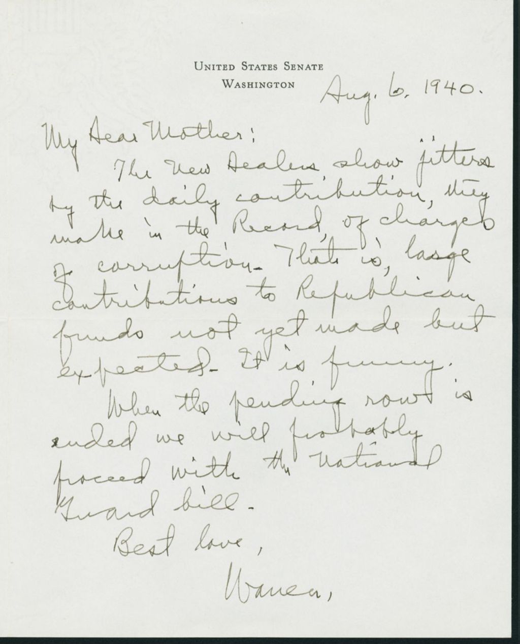 Miniature of Letter to Mrs. C.G. (Ann) Austin, August 6, 1940