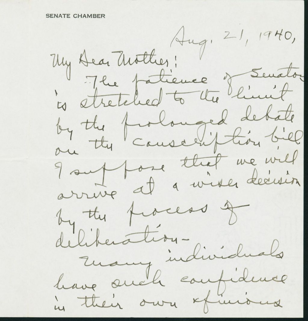 Miniature of Letter to Mrs. C.G. (Ann) Austin, August 21, 1940