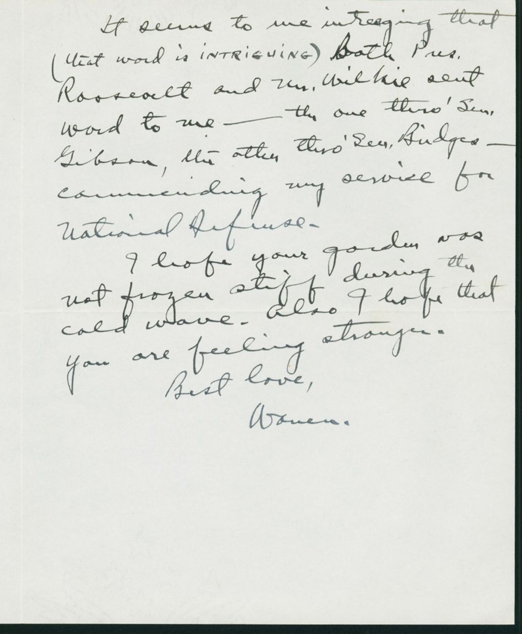 Miniature of Letter to Mrs. C.G. (Ann) Austin, August 27, 1940