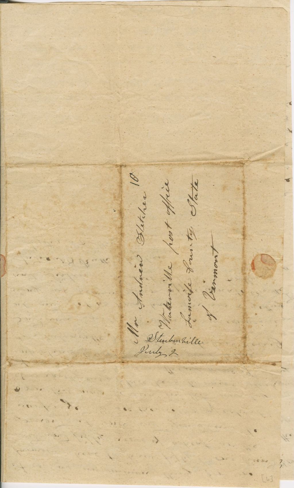 Miniature of Lemuel Colton to Andrew and Ruth Fletcher and Lydia Colton\, 1849 July 1