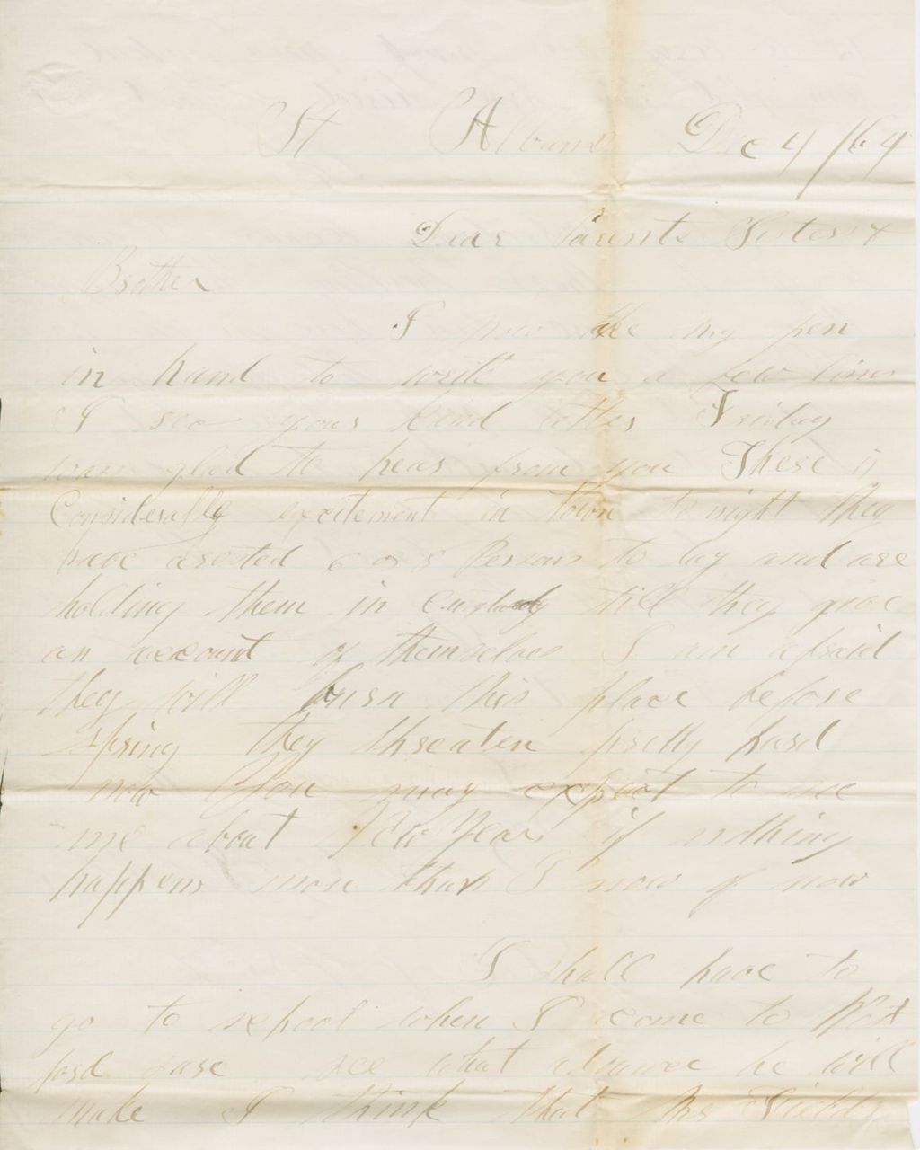 Miniature of Andrew Craig Fletcher to Family\, 1864 December 4