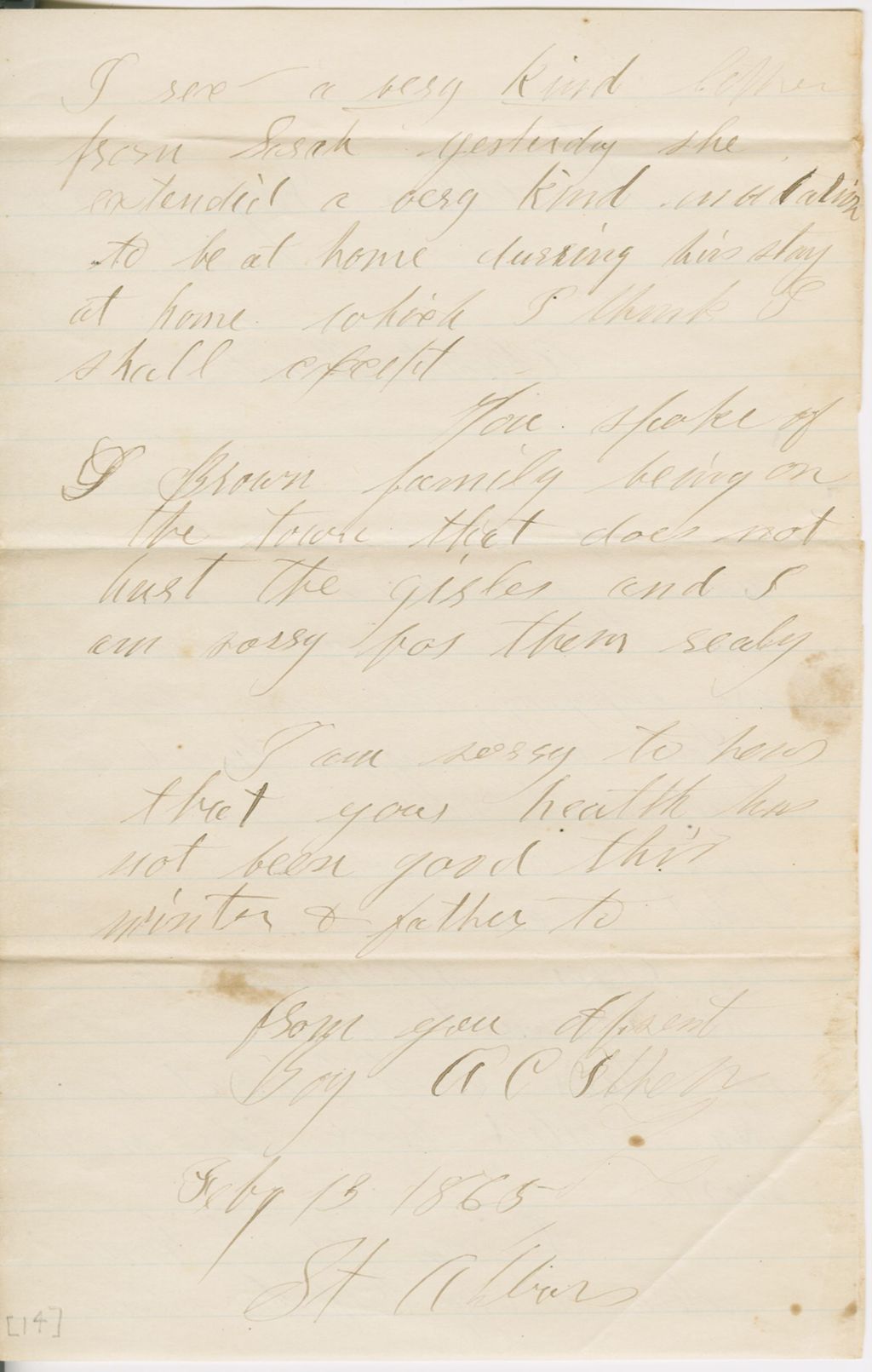 Miniature of Andrew Craig Fletcher to Family\, 1865 February 13