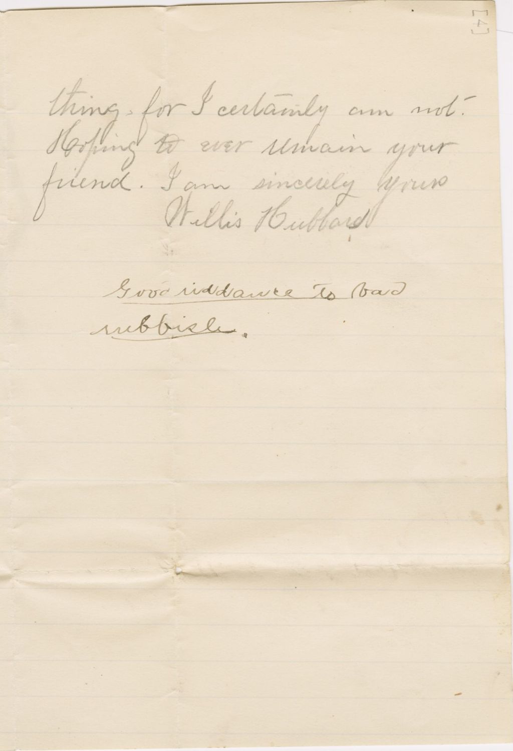 Miniature of Willis Hubbard to Katherine Fletcher\, 1886 January 9