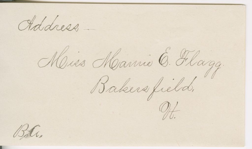 Miniature of Mamie Flagg to Katherine Fletcher\, 1886 October and name card