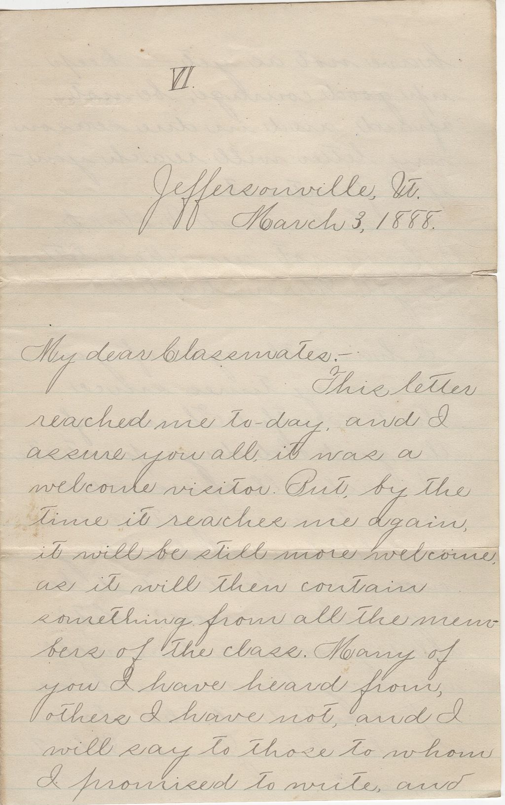 Miniature of Katherine Fletcher to Classmates at Johnson State Normal School\, 1888 March 3