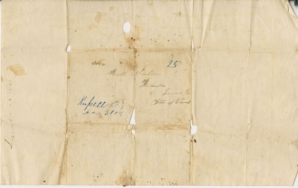 Miniature of Carseldana Colton to Ruth Fletcher\, 1841 December 29